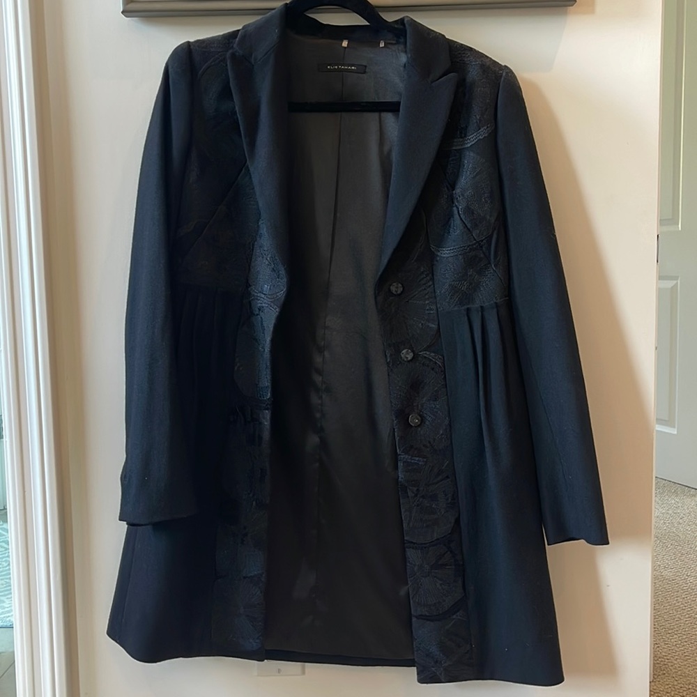 Embroidered Wool Mid-Length Jacket - image 1